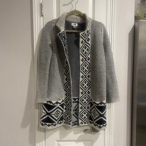 Old Navy long cardigan sweater knit XS x-small black and white